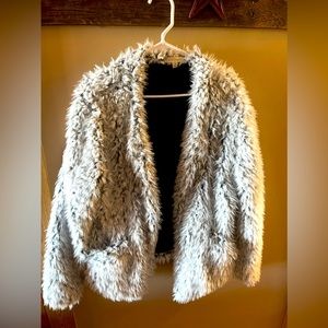 Reborn J gray/silver faux fur womens jacket size medium